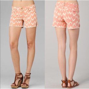 7 For All Mankind Carlie Low Rise Ikat Aztec Peach Cut Off Denim Shorts Size 25